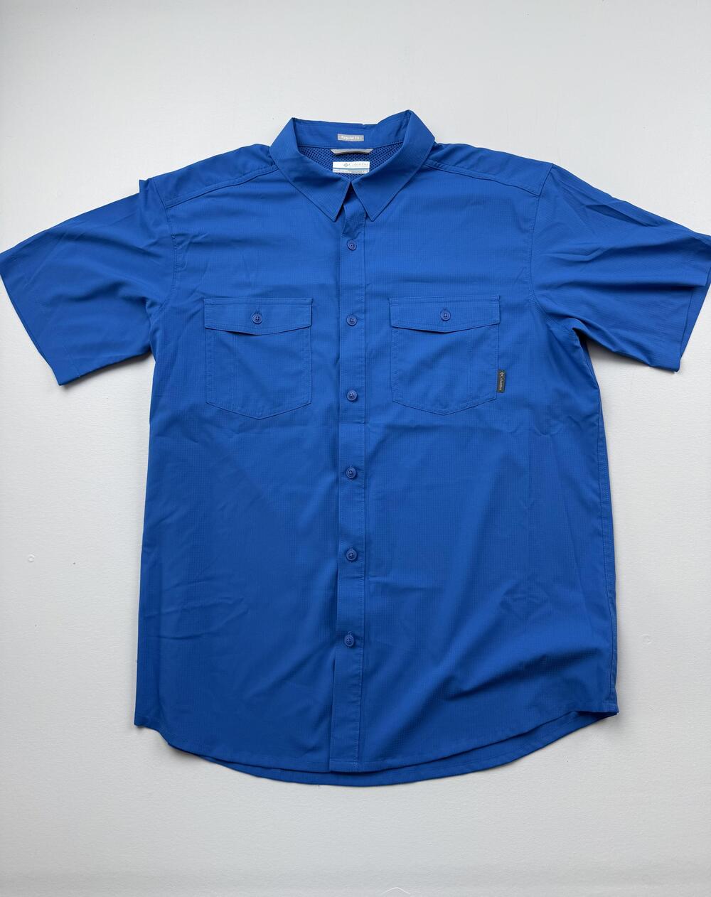 Columbia Shirt Mens Large Blue Short Sleeve Vented Fishing Hiking Outdoor Top